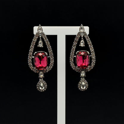 French Heart-shaped Teardrop Crystal Earrings with 925 Silver Pins