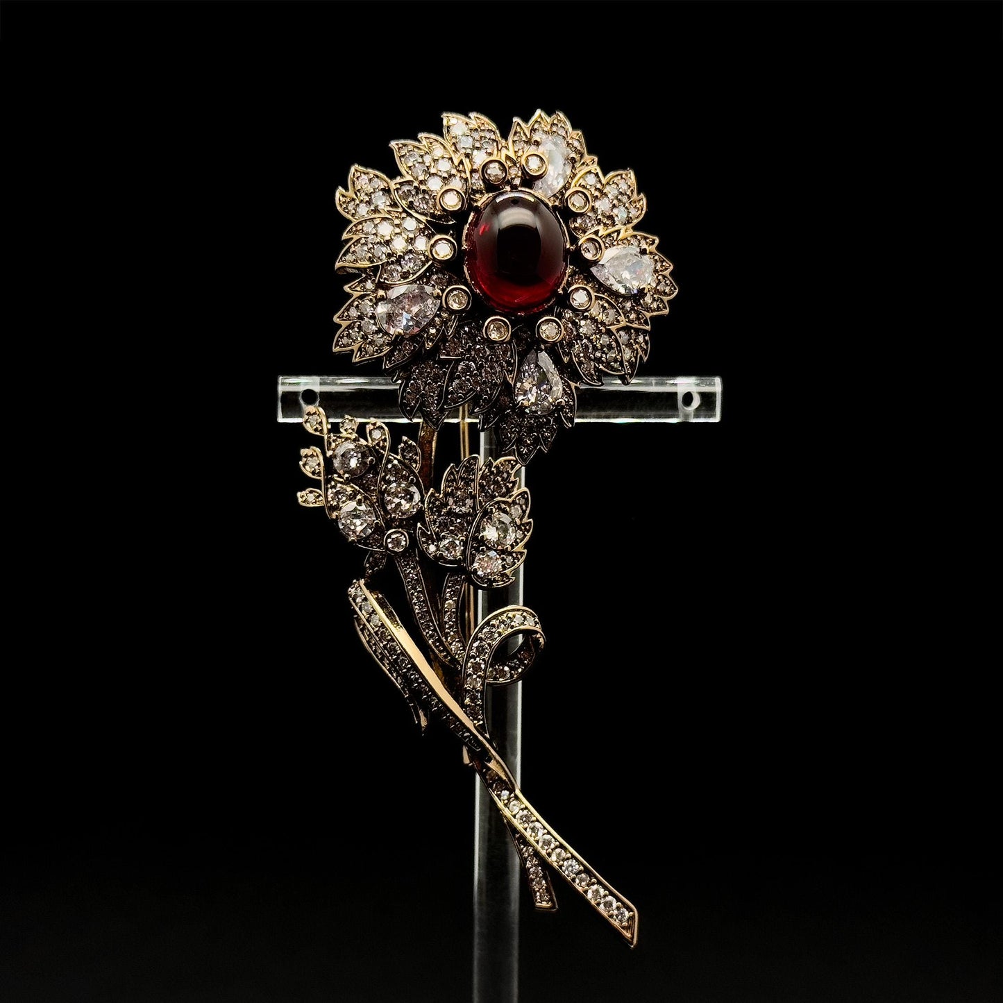 French Minimalist 3D Flower Rhinestone Brooch for Women