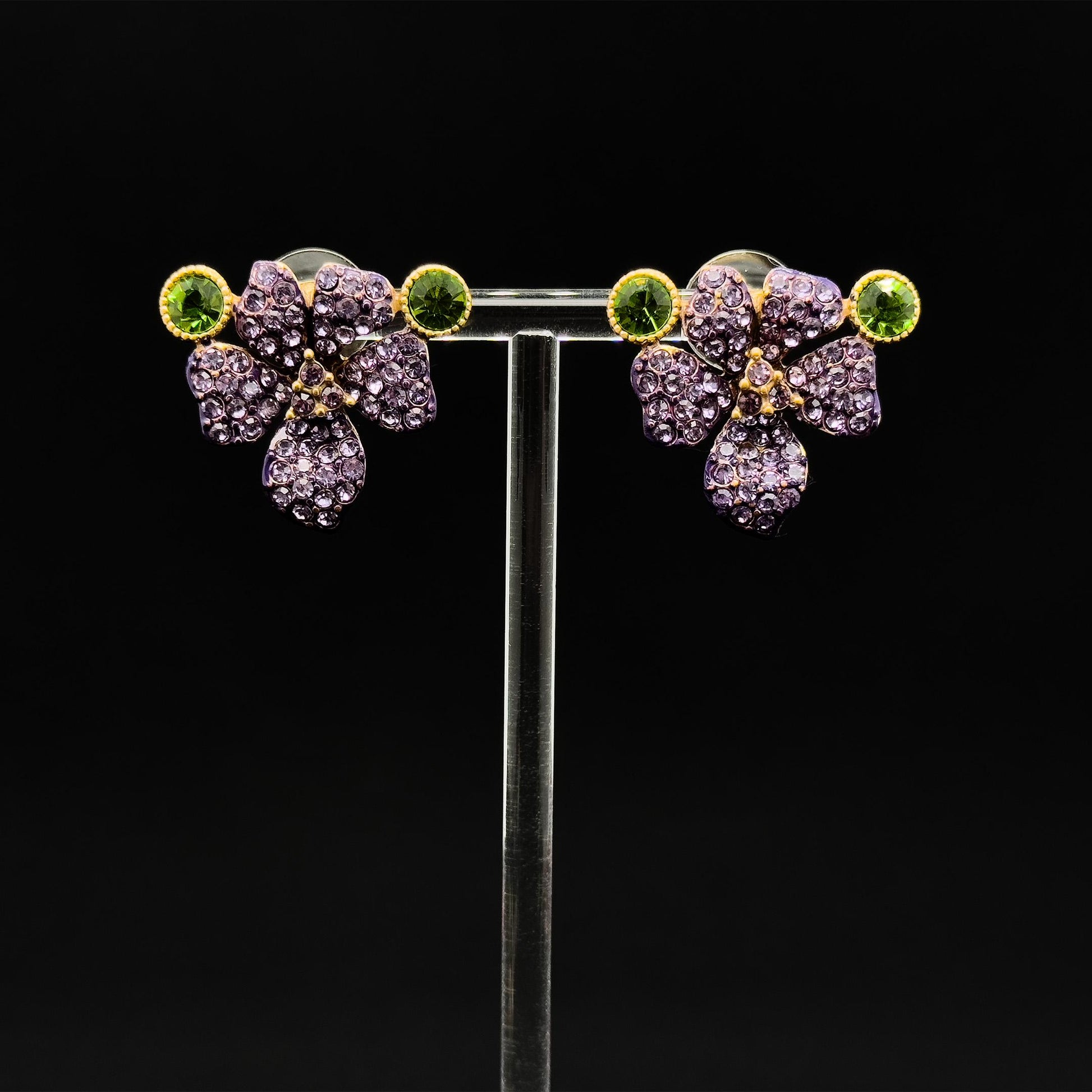 French Vintage Purple Flower Necklace and Earrings Set Pastoral