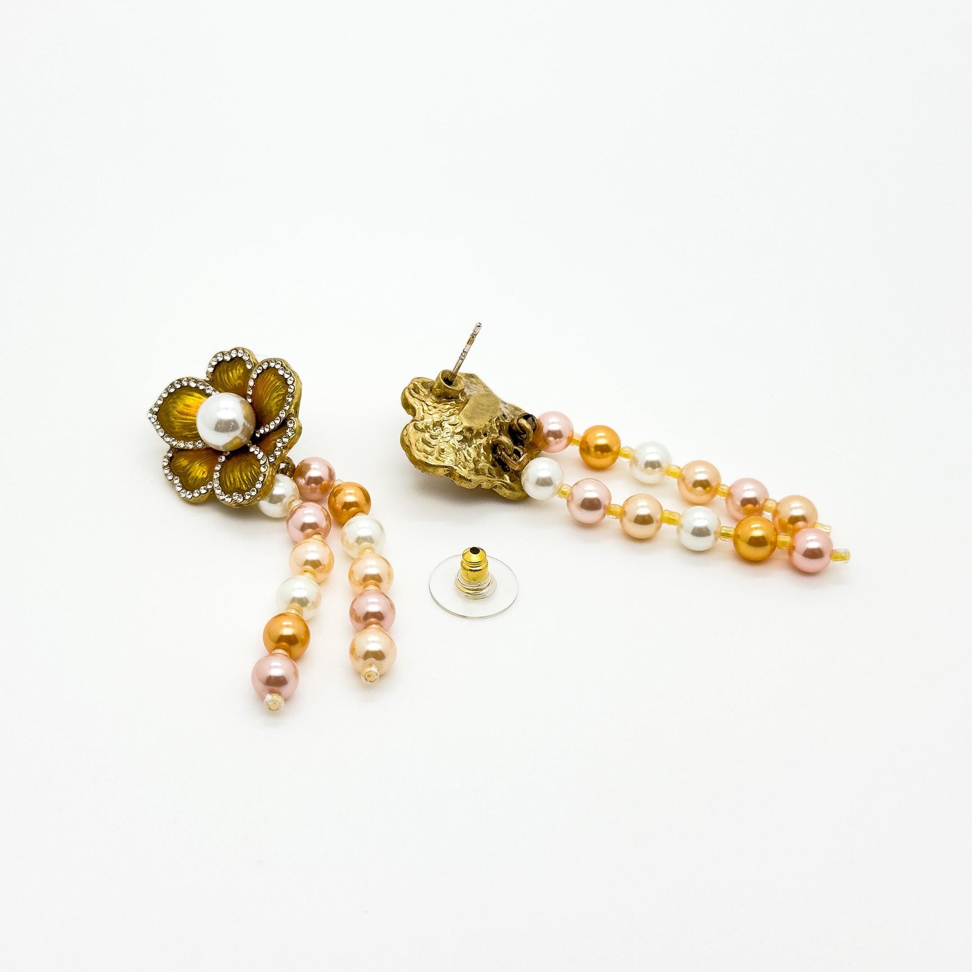 French Vintage Pearl Flower Necklace and Earrings Set Palace Style