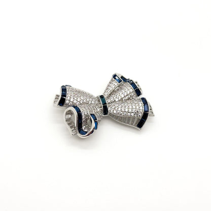 French Bow Zircon Copper Brooch for Dress and Suit