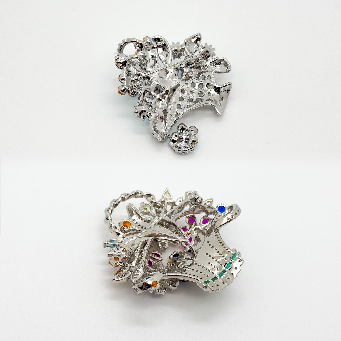 Zircon Floral Basket Brooch Copper Crystal Brooch for Women