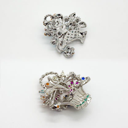 Zircon Floral Basket Brooch Copper Crystal Brooch for Women