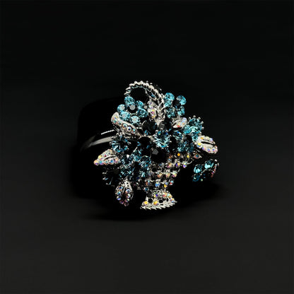 Zircon Floral Basket Brooch Copper Crystal Brooch for Women