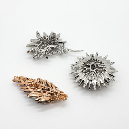 French Retro Crystal Flower Brooch with Austrian Crystal Accents