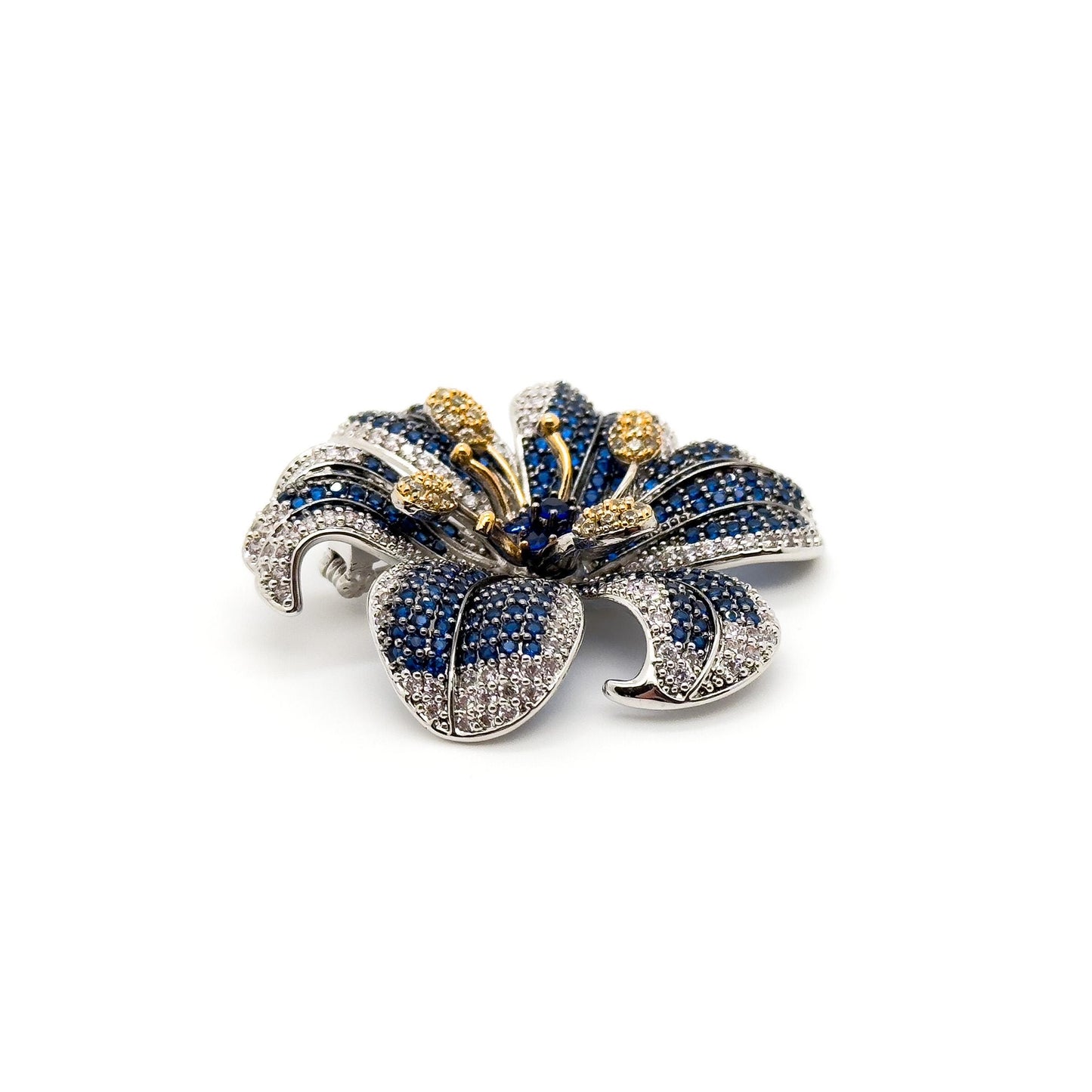 French Pastoral Lily Flower Brooch Copper Zircon Handmade Gift Box