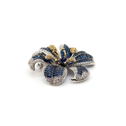 French Pastoral Lily Flower Brooch Copper Zircon Handmade Gift Box