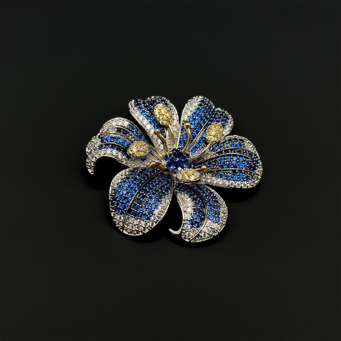 French Pastoral Lily Flower Brooch Copper Zircon Handmade Gift Box