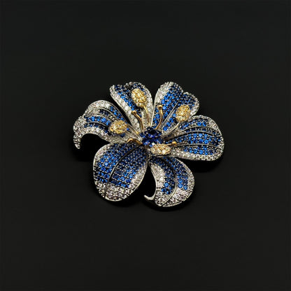 French Pastoral Lily Flower Brooch Copper Zircon Handmade Gift Box