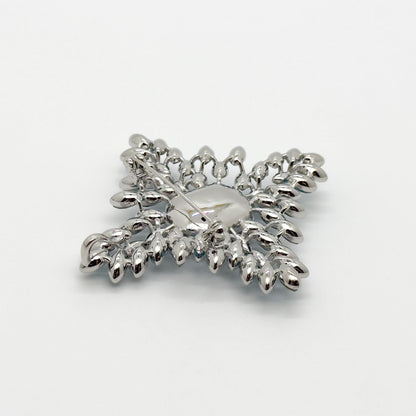 Art Deco Vintage Leaf Brooch Blue Crystal Copper Statement Pin