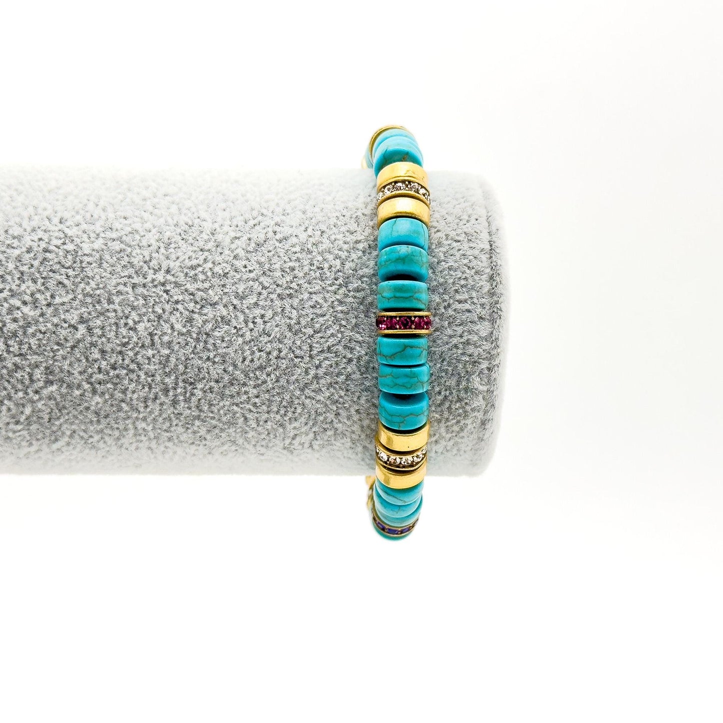 Vintage Art Deco Turquoise Beaded Braided Elastic Bracelet Set