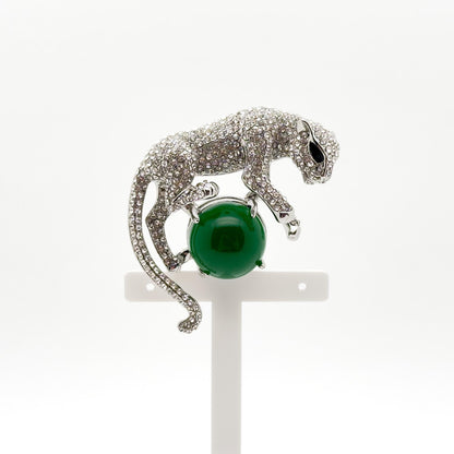 Luxury Leopard Brooch Rhinestone Crystal Animal Pin for Women