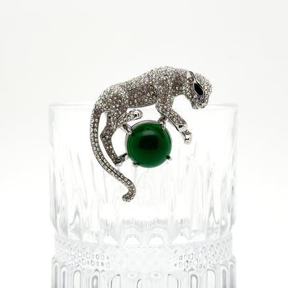 Luxury Leopard Brooch Rhinestone Crystal Animal Pin for Women