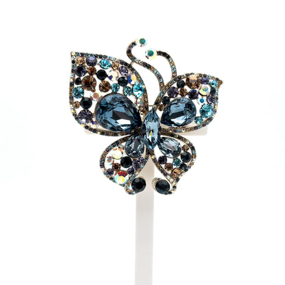 French Vintage Baroque Butterfly Brooch with Austrian Crystal Accents