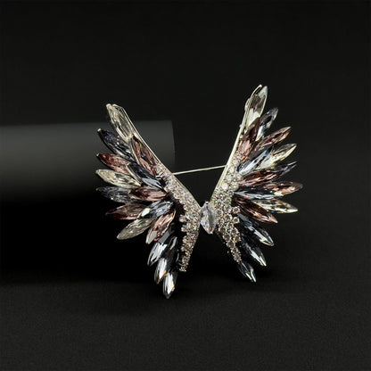 Crystal Angel Wing Brooch with Austrian Crystals and Zircon