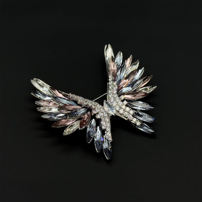 Crystal Angel Wing Brooch with Austrian Crystals and Zircon