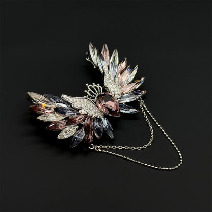 Crystal Angel Wing Brooch with Austrian Crystals and Zircon
