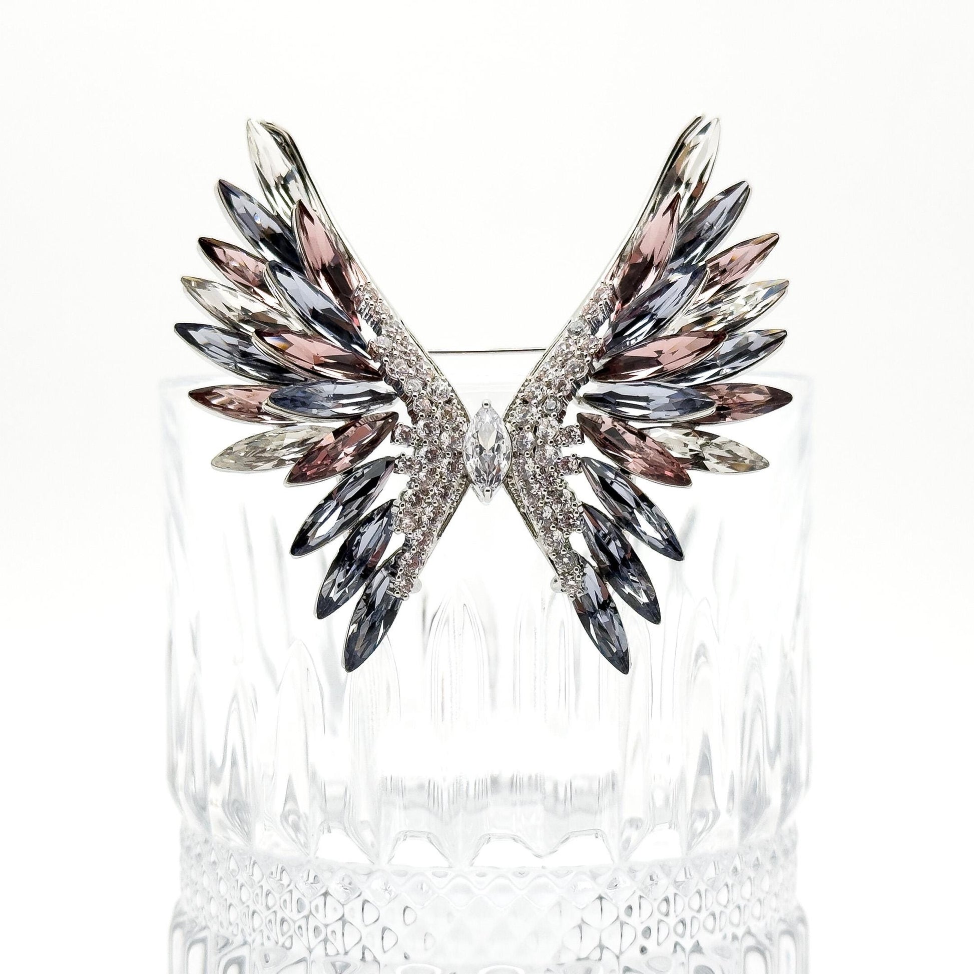 Crystal Angel Wing Brooch with Austrian Crystals and Zircon