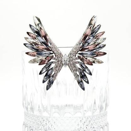 Crystal Angel Wing Brooch with Austrian Crystals and Zircon