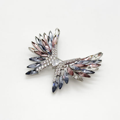 Crystal Angel Wing Brooch with Austrian Crystals and Zircon