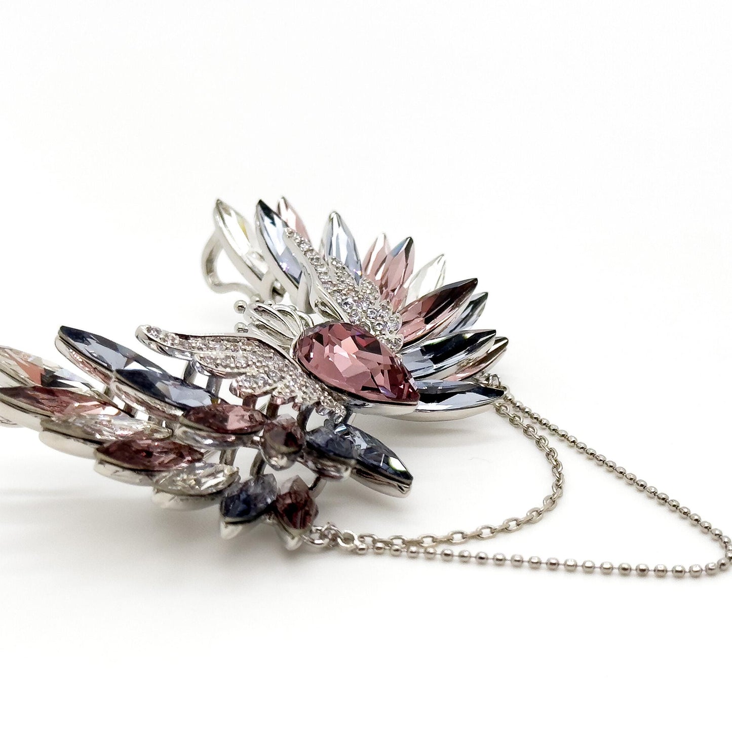 Crystal Angel Wing Brooch with Austrian Crystals and Zircon