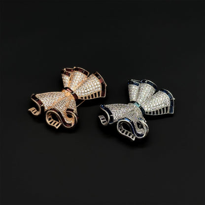 French Bow Zircon Copper Brooch for Dress and Suit