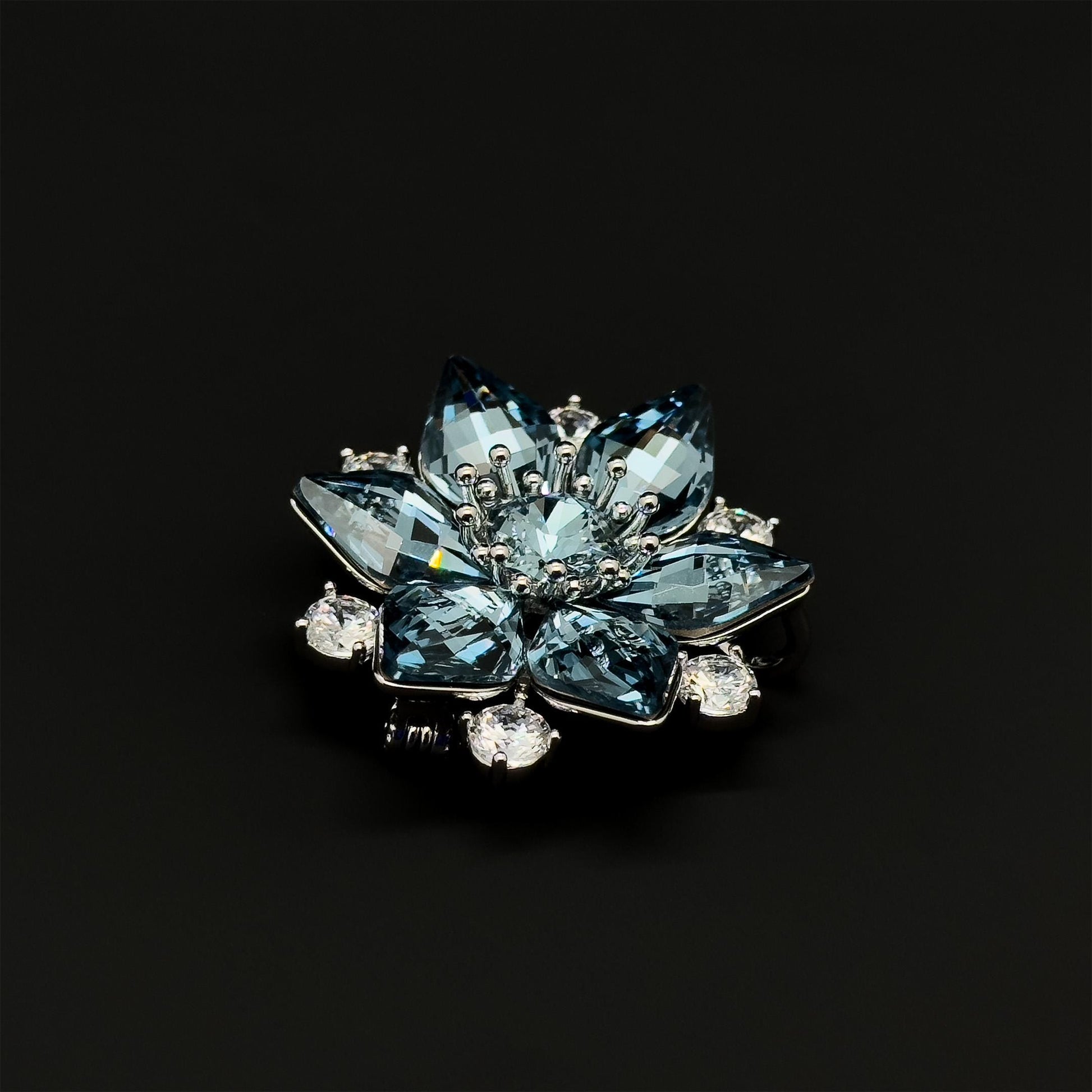 Sparkling Orchid Crystal Brooch for Women - Copper Zircon Pin