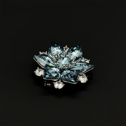 Sparkling Orchid Crystal Brooch for Women - Copper Zircon Pin