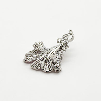 Luxury Ginkgo Leaf 3D Brooch with Zircon Copper Finish