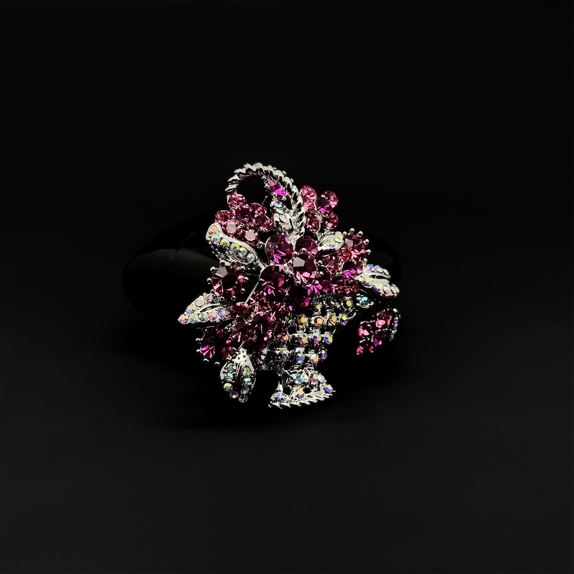 Zircon Floral Basket Brooch Copper Crystal Brooch for Women