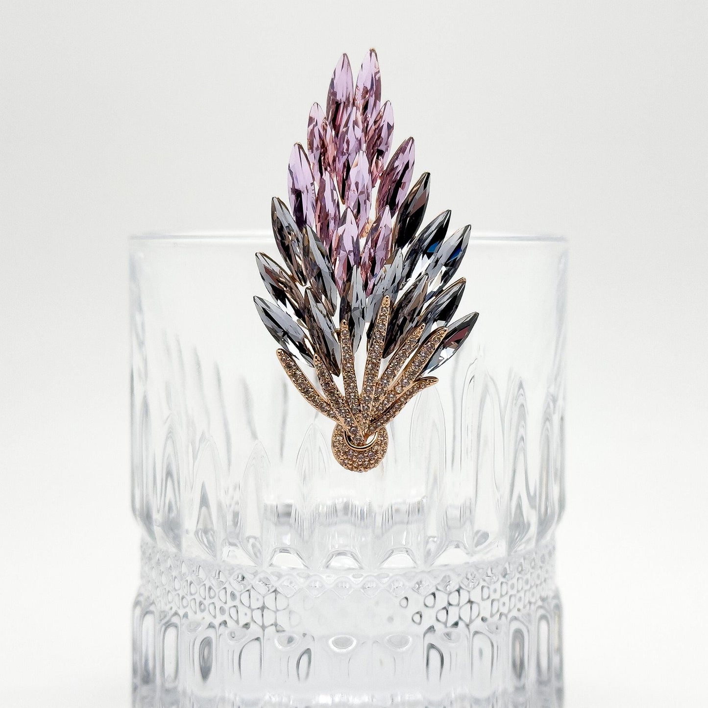 French Retro Crystal Flower Brooch with Austrian Crystal Accents