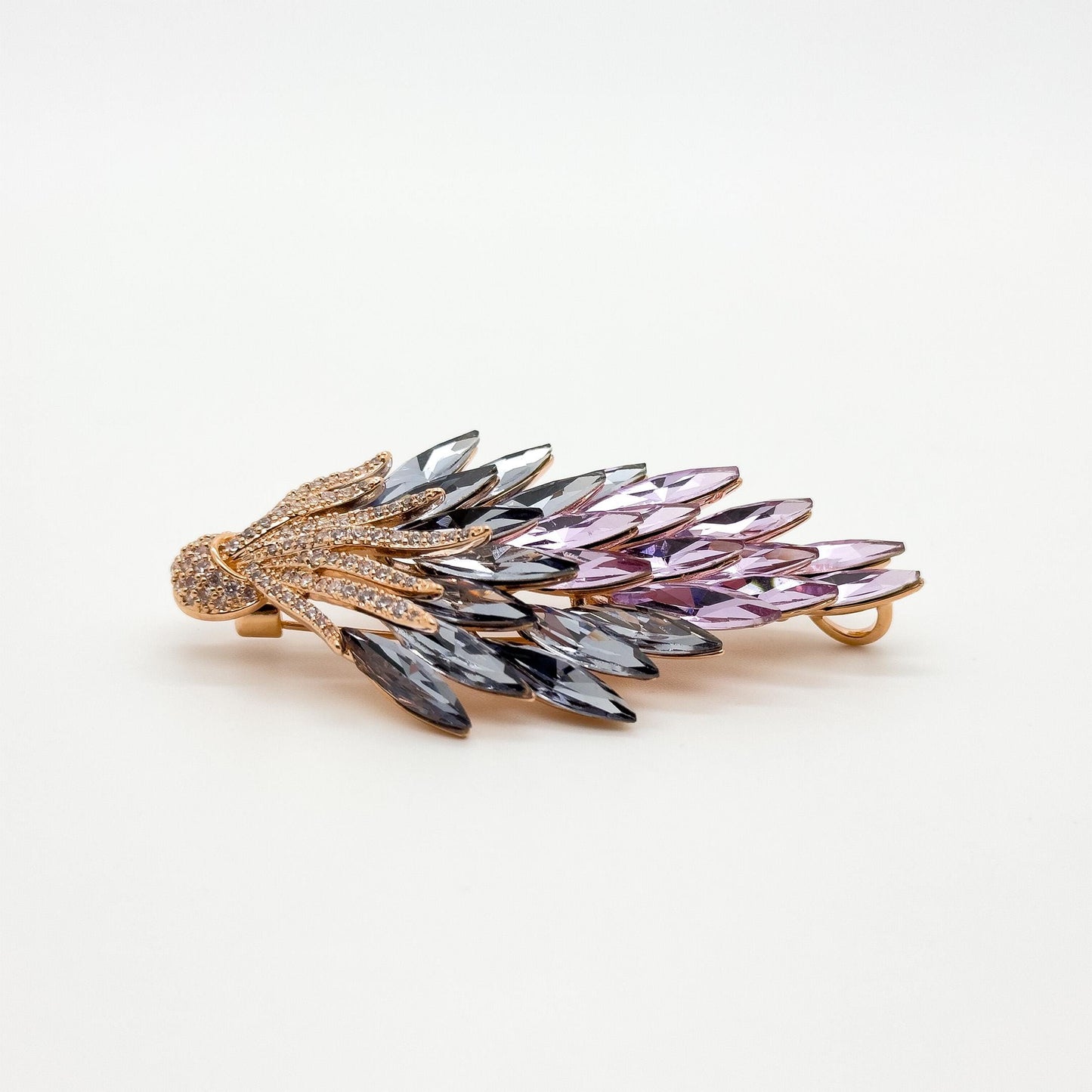 French Retro Crystal Flower Brooch with Austrian Crystal Accents