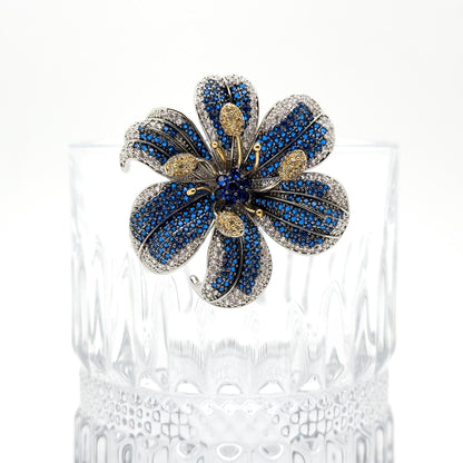 French Pastoral Lily Flower Brooch Copper Zircon Handmade Gift Box