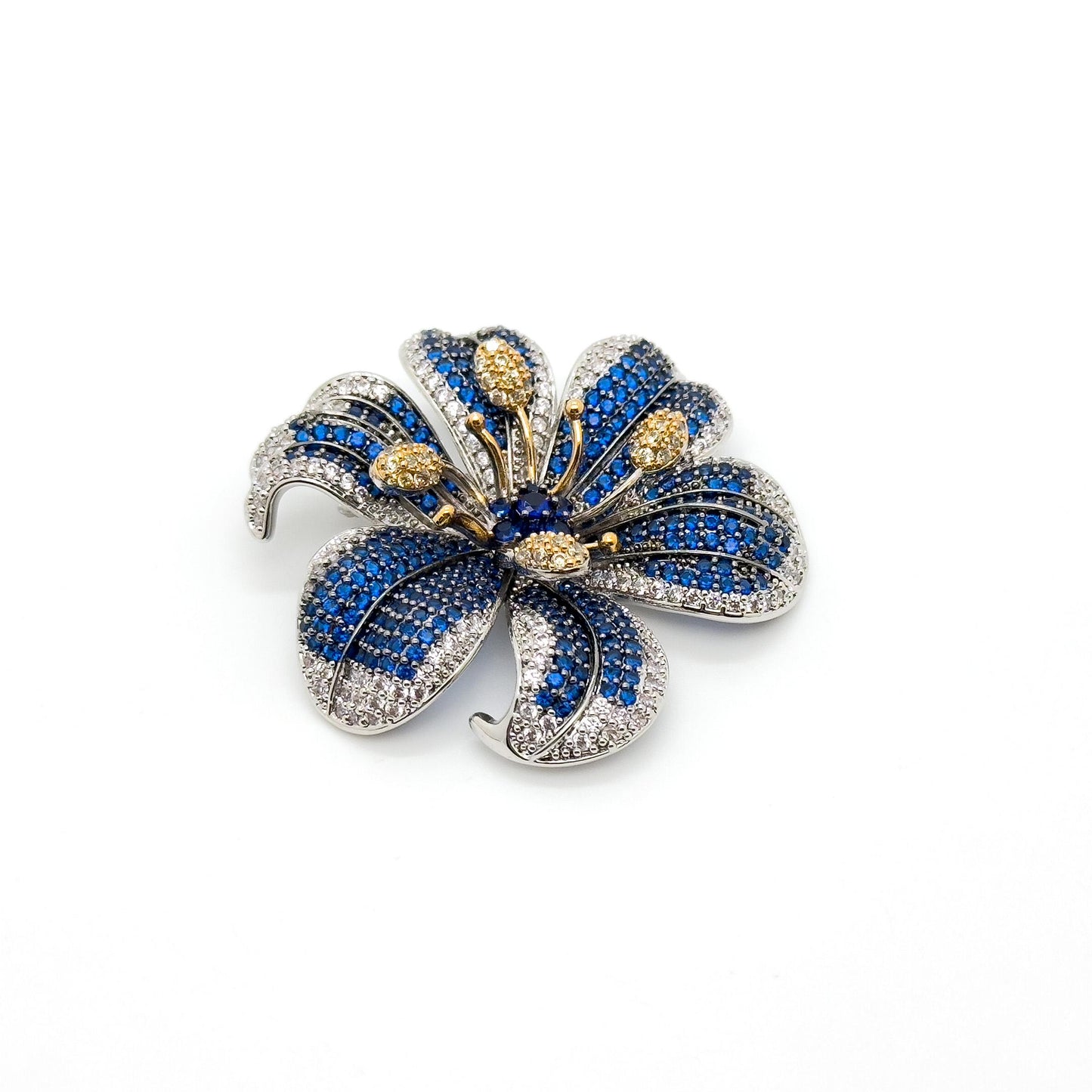 French Pastoral Lily Flower Brooch Copper Zircon Handmade Gift Box