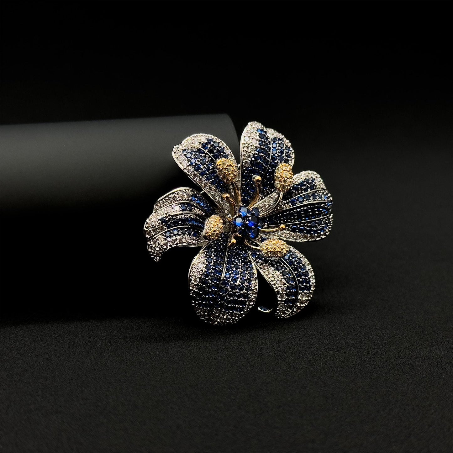 French Pastoral Lily Flower Brooch Copper Zircon Handmade Gift Box