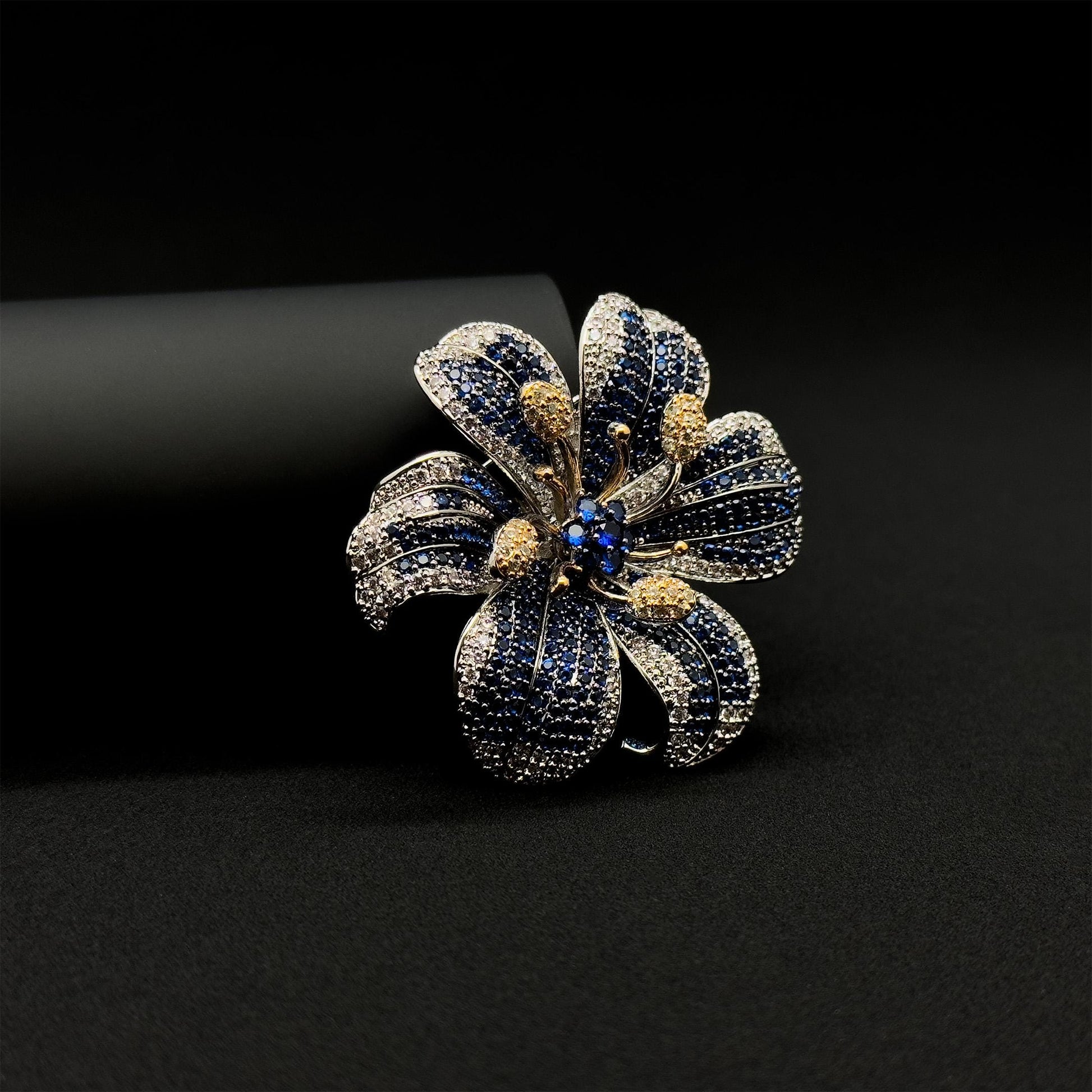French Pastoral Lily Flower Brooch Copper Zircon Handmade Gift Box