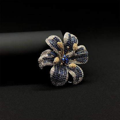 French Pastoral Lily Flower Brooch Copper Zircon Handmade Gift Box