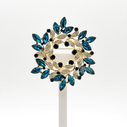 Light Luxury Vintage Wreath Brooch Copper Zircon Gift Pin