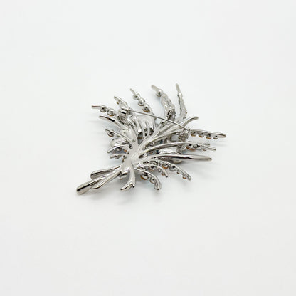 Art Deco Floral Bouquet Brooch Copper Zircon Crystal Pin