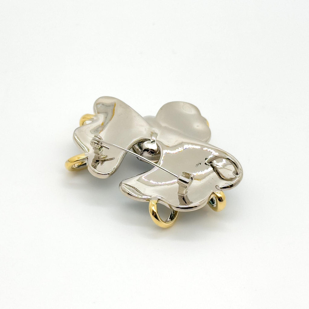 Vintage Art Deco Iris Brooch Copper Zircon Glass Court