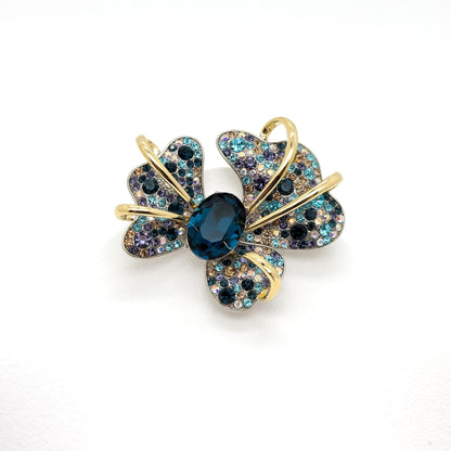 Vintage Art Deco Iris Brooch Copper Zircon Glass Court