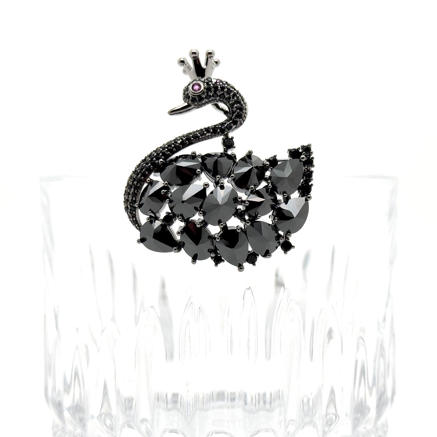 Handcrafted Black Swan Zircon Brooch Copper Mini Fashion Pin