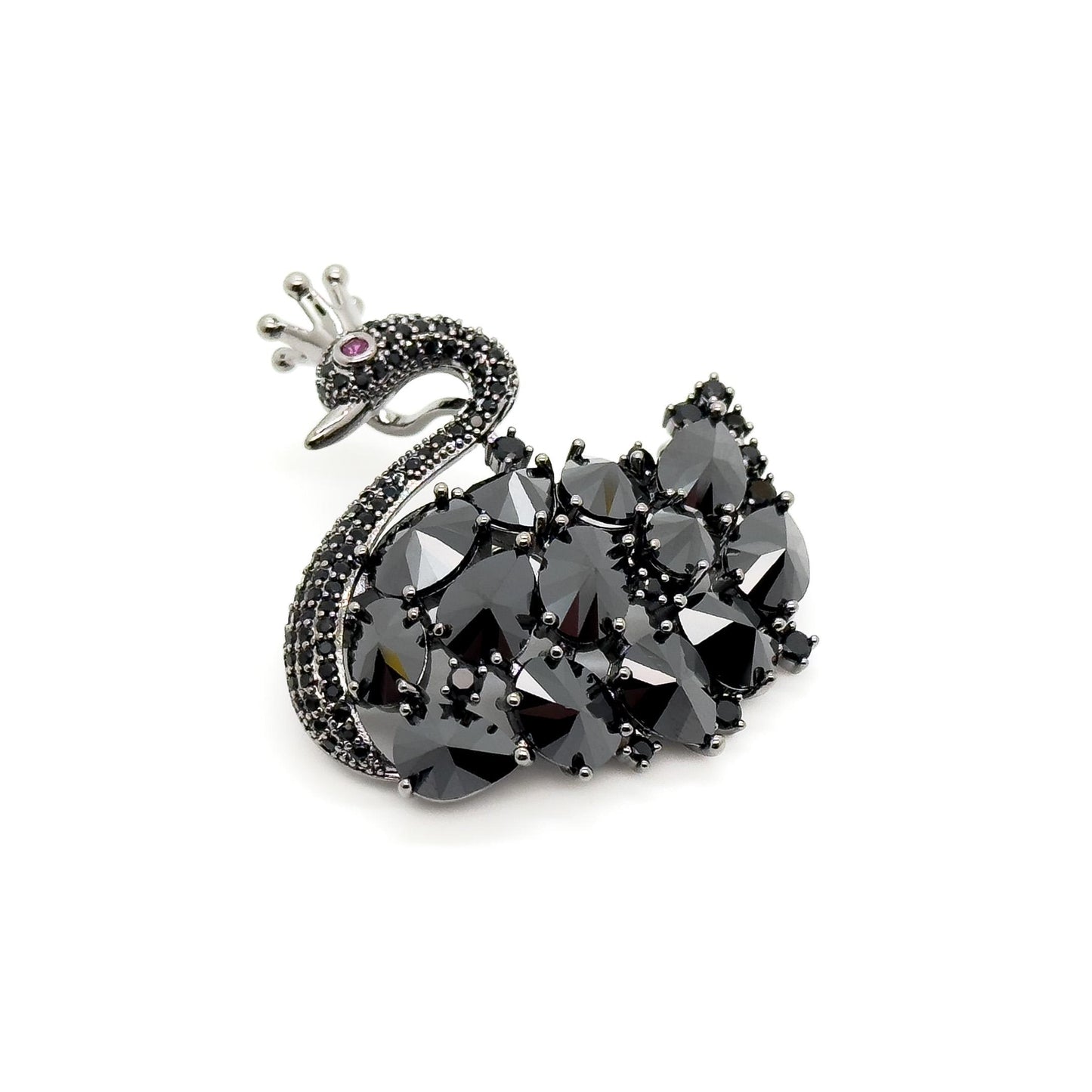 Handcrafted Black Swan Zircon Brooch Copper Mini Fashion Pin