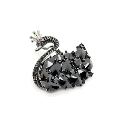 Handcrafted Black Swan Zircon Brooch Copper Mini Fashion Pin