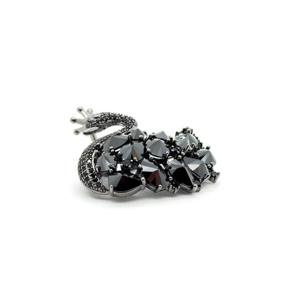 Handcrafted Black Swan Zircon Brooch Copper Mini Fashion Pin