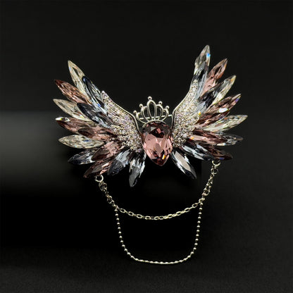 Crystal Angel Wing Brooch with Austrian Crystals and Zircon