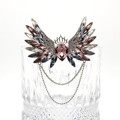 Crystal Angel Wing Brooch with Austrian Crystals and Zircon