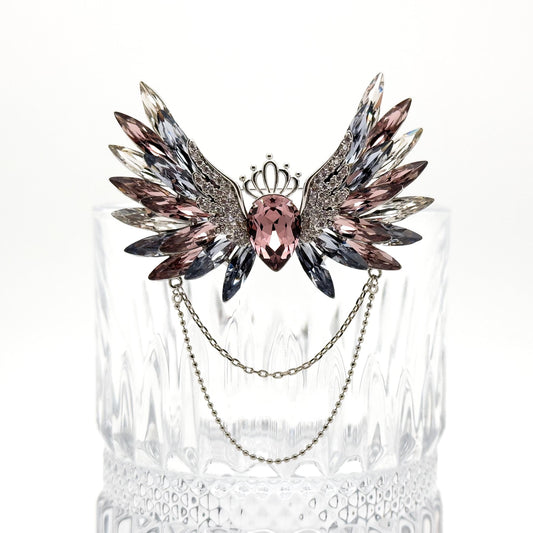 Crystal Angel Wing Brooch with Austrian Crystals and Zircon