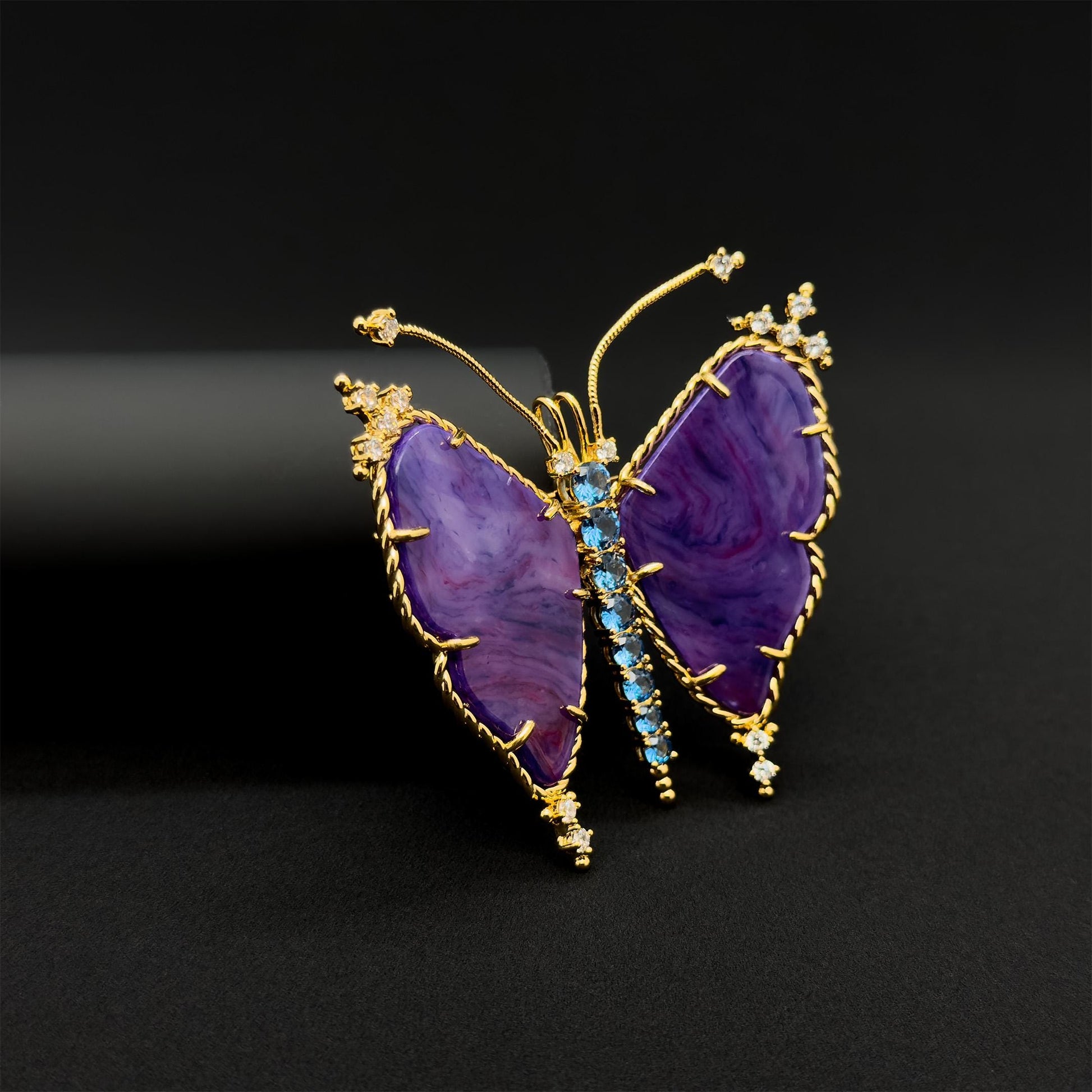 French Vintage Rhinestone Butterfly Brooch Copper Gift-Ready Statement Pin