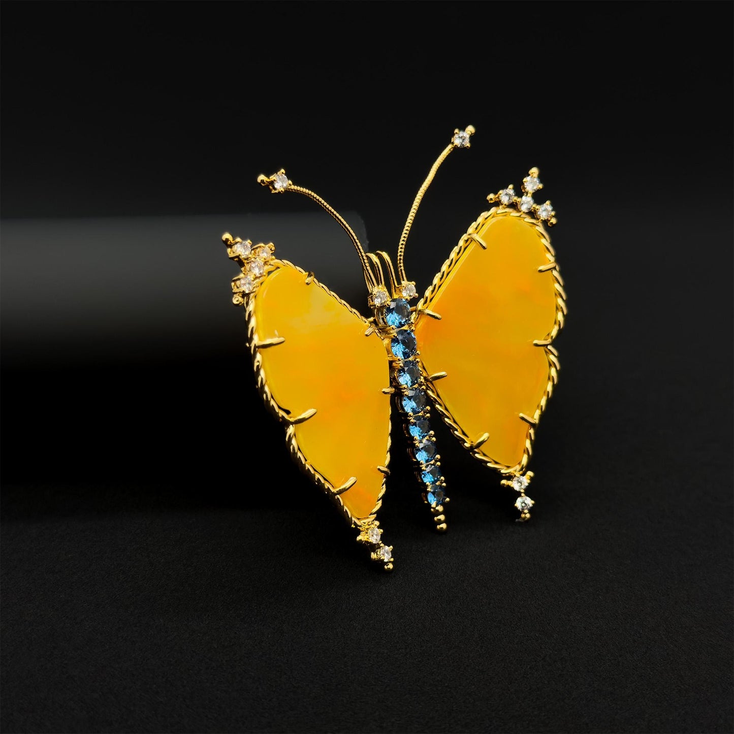 French Vintage Rhinestone Butterfly Brooch Copper Gift-Ready Statement Pin